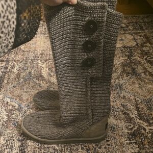 UGG Gray Knit Button Boots